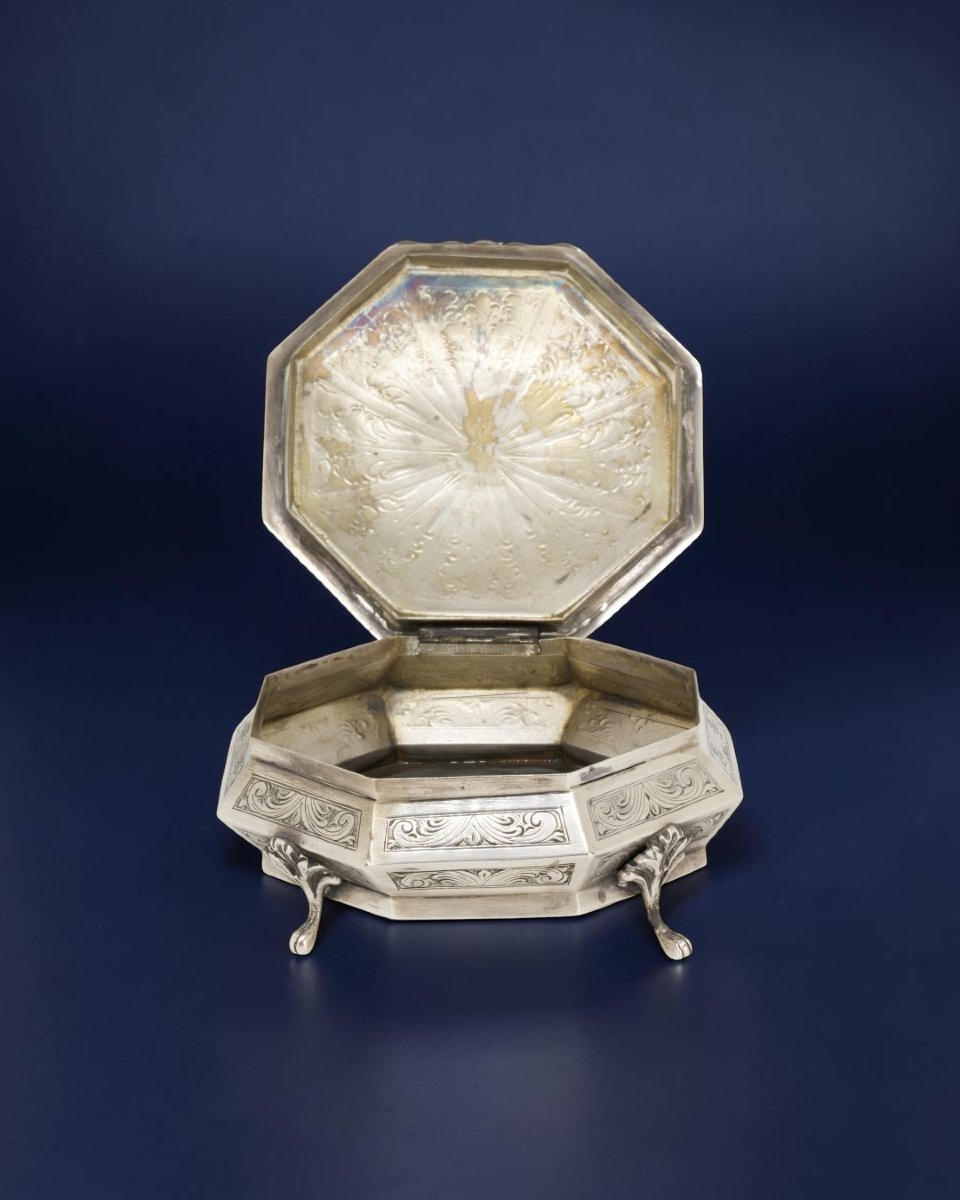 Boîte à bijoux en Argent 800 - Italie, milieu du XXe siècle-photo-1